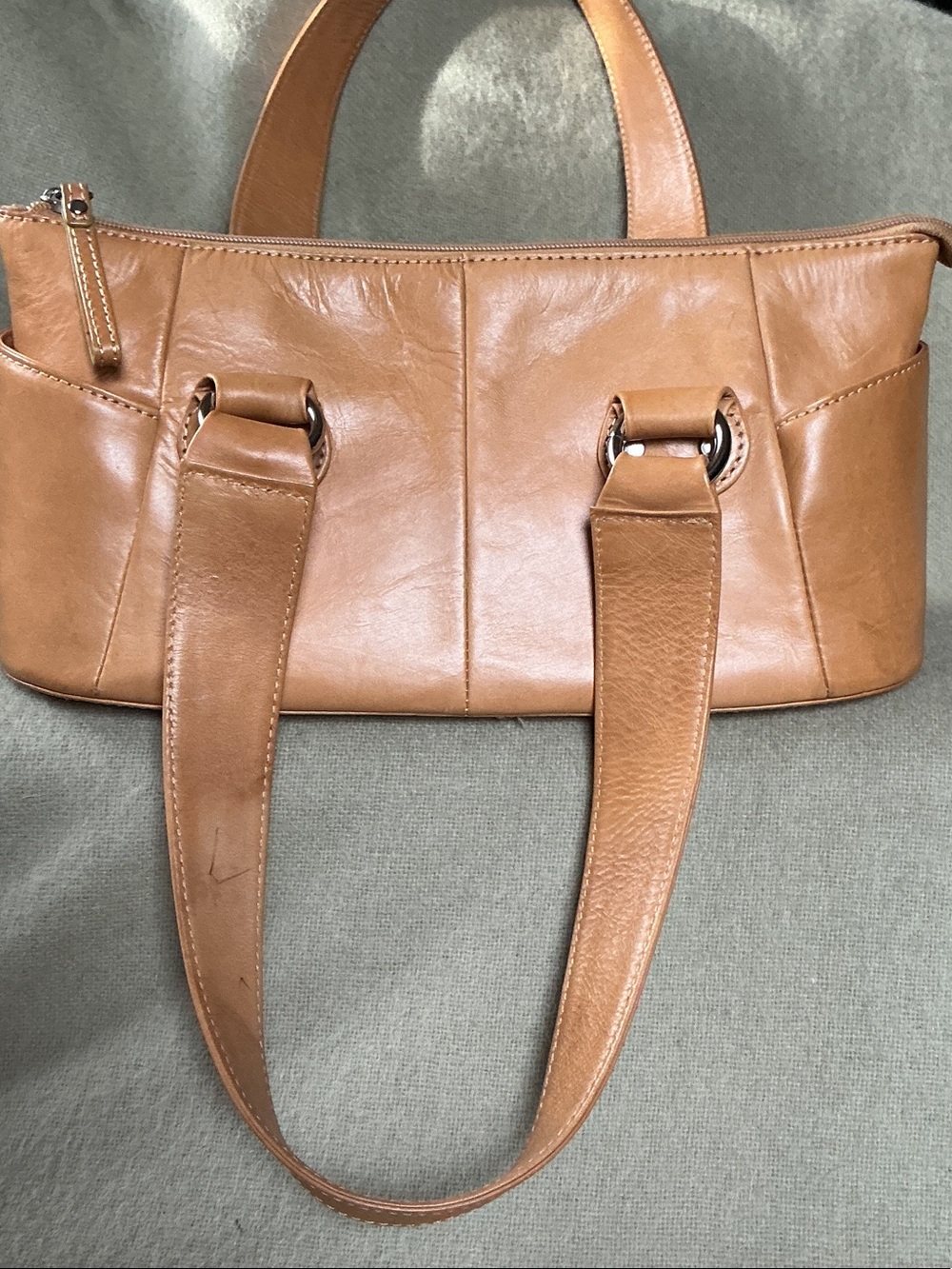 Cognac Leather Shoulder Tote - Unbranded